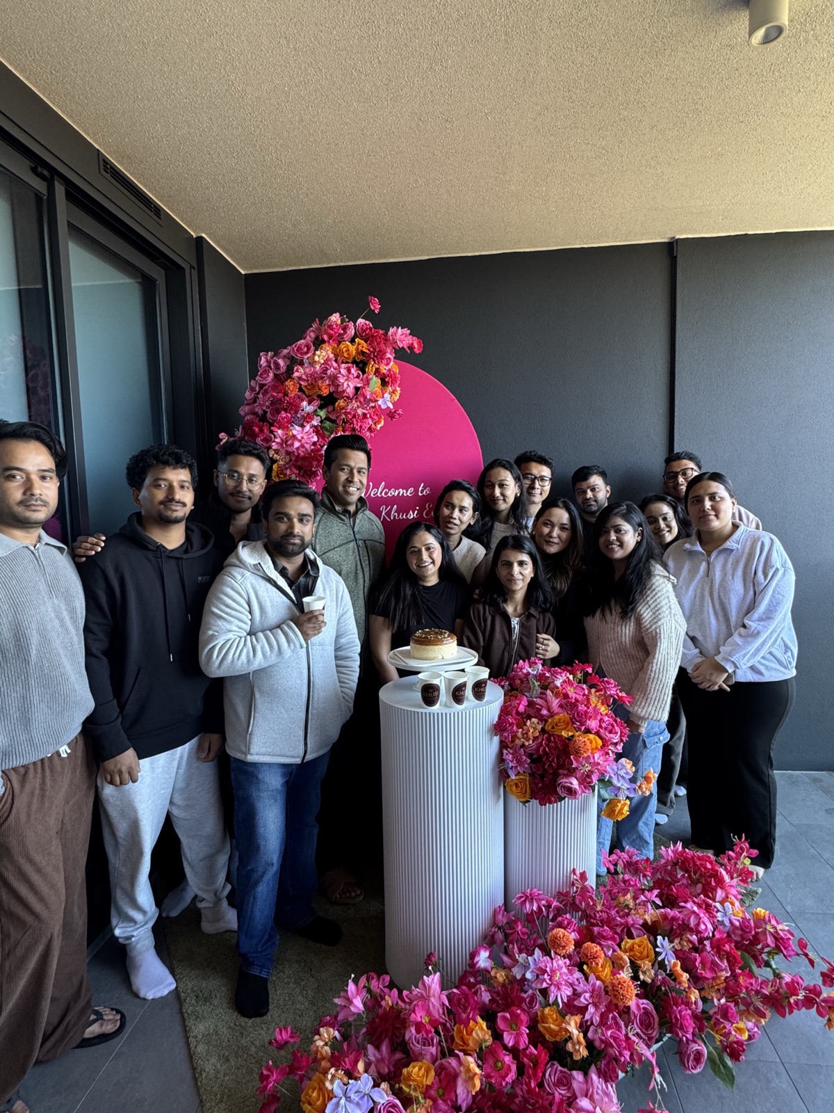 Khusi lunch event food and flower setup