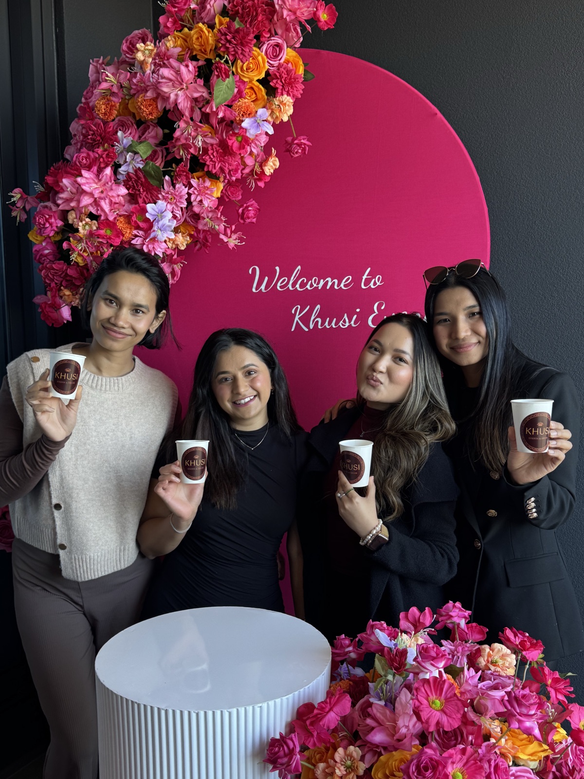 Khusi lunch event flower and table styling