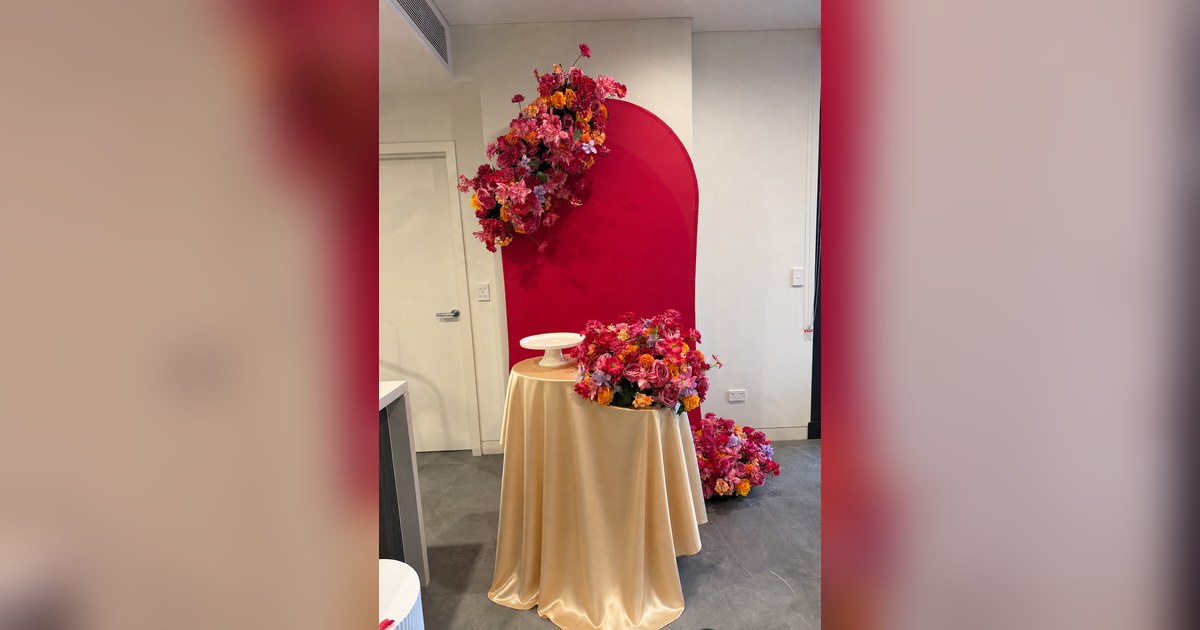 Pasni rice feeding ceremony decoration with marigold backdrop in Strathfield Sydney
